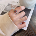 wholesale S925 silver antique vintage inlaid southern red agate peace gourd personalized design ethnic fashion ring-0-3