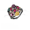 wholesale S925 Sterling Silver Natural Rose Garnet Ring, Secret Garden Designer Gemstone Ring with Floral Design-0-0