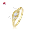 wholesale S925 Silver Japanese Round Synthetic Opal OPAL Ring, White Opal Light Luxury Eye Jewelry Ring-0-4