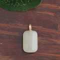 wholesale 18K Gold with certificate Small Hetian Jade Green Jade Pendant Necklace, Minimalist Ancient Style Natural Jade Stone Peace and Safety Plaque-0-5