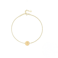 wholesale S925 Sterling Silver Engraved Round Tag 26 Letters Charm Bracelet For Women Daily Wear-Gold-I 925 silver