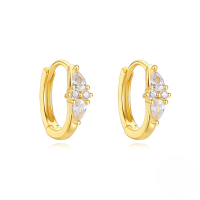 wholesale 925 Sterling Silver Super Sparkling Zircon Inlaid Geometric Light Luxury Ear Hoop Ear Clasp, Popular In Cross-border Sales With An Ins High-end Feel-Gold #5