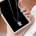 wholesale S999 silver trendy crushed ice bear necklace for women, small and fresh, sweet, and luxurious with niche design, perfect for gifting to girlfriends or best friends-0-0