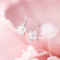 wholesale S925 Sterling Silver Forest-style Fresh Flower Ear Hooks Sweet and Elegant Lady Korean Version Small Four-Petal Flower Earrings G4368-0-0