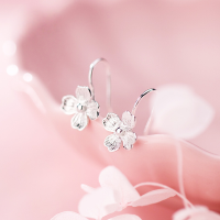 wholesale S925 Sterling Silver Forest-style Fresh Flower Ear Hooks Sweet and Elegant Lady Korean Version Small Four-Petal Flower Earrings G4368-S925 silver pair 925 silver