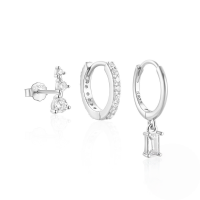 wholesale 925 Sterling Silver New Hot-selling Earring Set For Women,-3-piece set - Platinum #1 925 silver