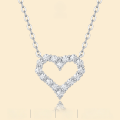 wholesale S925 Silver Korean Minimalist Elegant Heart Pendant Necklace, Tarnish-Free for Women, Moissanite Everyday Versatile Collarbone Chain-0-0