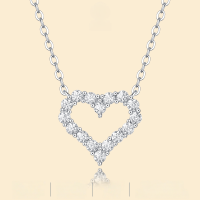 wholesale S925 Silver Korean Minimalist Elegant Heart Pendant Necklace, Tarnish-Free for Women, Moissanite Everyday Versatile Collarbone Chain-Moissanite