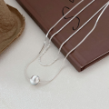 wholesale S925 Sterling Silver Cat Eye Bead Double Layer Necklace for Women, Small and Fashionable Collarbone Chain, High-End Sense, New Collection-0-2