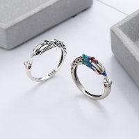 wholesale S925 Sterling Silver Retro Ethnic Style Resin Colorful Bird Vivid and Exquisite Design Openable Ring-YJF761/A approx. 2.3g  925 silver