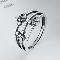 wholesale S925 Sterling Silver Cartoon Mickey Ring, Korean and Japanese Style, Ins Fashion Multi-layer Cute Mickey Mouse Ring for Women-YJ259/approx. 2.76g Adjustable opening