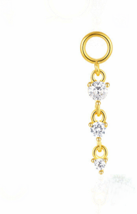 wholesale S925 Sterling Silver Rhinestone-encrusted Zircon-shaped Bead Charm Drop Earrings, Versatile Accessories For Women-Single gold #4&gt;925 silver