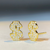 wholesale 925 Sterling Silver Moissanite Stud Earrings for Women Cross-Border Dollar Moissanite D Color Earrings Hip Hop Style Direct from Manufacturer Wholesale-Gold-MS070 925 silver