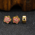 wholesale Gold-plated 925 Silver Enamel Peach Blossom and Plum Blossom Flower Bead with Openwork Spacer, Traditional Craft DIY Jewelry Bracelet Stringing Accessories-0-8