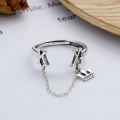 wholesale S925 Sterling Silver Korean Style Creative Hip-Hop Street Letter Patch Drop Tassel Adjustable Ring-0-1