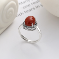 wholesale S925 Sterling Silver Yunnan Agate Egg-Surface Inlaid Ring, featuring a unique cabochon, retro style, and classical elegance for women-0-2