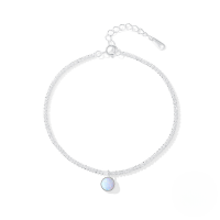 wholesale S925 Sterling Silver Small Bloom Chain Bracelet For Women With Moonlight Gemstone And Starry Accents-Silver plated #2 925 silver
