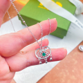 wholesale S925 Sterling Silver Hollow-Out Ingot Ruyi Lock Pendant Necklace for Women, Fashionable and Versatile Ethnic Style High-End Sense Collarbone Chain Accessory-0-5