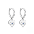 wholesale 925 Sterling Silver Zircon-studded Hoop Earrings With Evil Eye And Heart Charms, Popular In Europe And America, Ins Minimalist Style-0-5