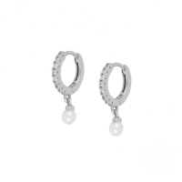 wholesale S925 Sterling Silver With Zircon And Pearl Earrings, Minimalist Ear Cuffs, Versatile And Popular In Europe And America-Platinum 925 silver
