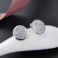 wholesale S925 Silver Fashion Heart-shaped Diamond-inlaid Accessories, Korean Style Zircon Earrings, Small Fresh Circular Tassel Ear Studs for Women-Earrings-Not with Tremella Plugs 925 Silver