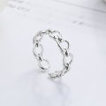wholesale S925 Sterling Silver Retro Korean-style Geometric Circle Hollow Ring, Ins Daily Wear Adjustable Open Finger Ring for Index Finger-0-0