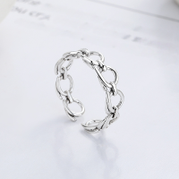 wholesale S925 Sterling Silver Retro Korean-style Geometric Circle Hollow Ring, Ins Daily Wear Adjustable Open Finger Ring for Index Finger-1218J/approx. 1.8g Opening adjustable