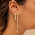 wholesale S925 Sterling Silver Ins-style Ball Stud Earrings With Crystal Chains Triangle Tassel Retro Elegant-0-3