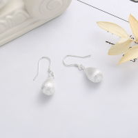 wholesale S925 Silver Fashion European and American Brushed Matte Textured Teardrop Minimalist Commute Versatile Ear Hook Earrings-YR298M/approx. 2.7g 925 silver