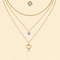 wholesale 925 Sterling Gold Plated Pendant with High-End Three-Layer Stackable Ins Style Moissanite Necklace, Popular in Europe and America-2 carats of moissanite