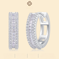 wholesale 925 Sterling Silver Metal Material, Small and Niche European and American Light Luxury Ear Hoops for Women, Non-Fading, New Style Cross-Border Hot-Selling Moissanite Earrings in Stock-98 Moissanite Diamonds (Woven Light Earrings)