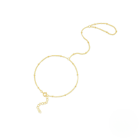 wholesale S925 Sterling Silver Women's Ring Chain Millet Bead Finger Bracelet, Korean Style Unique Multi-layer Stacking Jewelry-Gold 925 silver