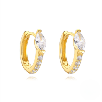 wholesale 925 Sterling Silver Super Sparkling Zircon Inlaid Geometric Light Luxury Ear Hoop Ear Clasp, Popular In Cross-border Sales With An Ins High-end Feel-Gold #3