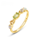 wholesale S925 Sterling Silver Japanese and Korean New Time Popular Natural Peridot Ring, Niche and High-End, Wholesale Customization-0-0
