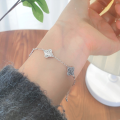 wholesale 990 Sterling Silver Four-Leaf Clover Crushed Ice Bracelet for Women, Ins Style Niche Design High-End Sense Best-Selling Accessory-0-3