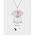 wholesale S990 Sterling Silver Creative Cartoon Children's Jewelry Cute Pig Pendant Necklace Full Moon Gift Wholesale-0-0