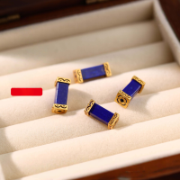 wholesale Gold-plated 925 ancient silver fittings set with natural lapis lazuli Roman column spacer beads, Ahdai DIY bracelet braiding accessory-Lapis lazuli long barrel beads