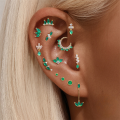 wholesale S925 Sterling Silver Light Luxury Double-layer Zircon-inlaid Natural Green Chrysoprase Ear Cuff, Ear Hoop,-0-1