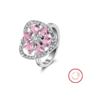 wholesale S925 Sterling Silver Cloud-Pull Jewelry Rotatable Pink Zircon Heart-Shaped Ring for Women Wholesale-0-0