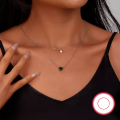 wholesale 925 Sterling Silver Women's Versatile Zircon-Embedded Heart Necklace Double-Layer Collarbone Chain Halloween Cross-Border Exclusive-0-0