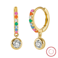 wholesale S925 Sterling Silver Multi-Color Zircon Floral Hoop Earrings, Luxury Cute Earrings Direct from Manufacturer-0-63
