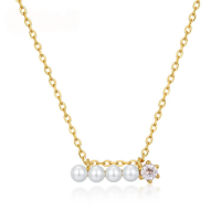 wholesale Metal material summer new Korean ins style simple pearl necklace personalized fashion necklace collarbone chain jewelry wholesale-925 silver