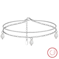 wholesale 925 Sterling Silver Cloud-Pattern Ankle Chain with Double-Layer Stackable Design and Natural Baroque Pearl Pendant, Fashionably Versatile-0-0
