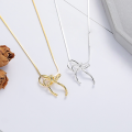 wholesale S925 Sterling Silver Korean Ins Style Bow-Shaped Necklace, Minimalist Design, Creative and Versatile Accessory-0-3