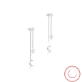 wholesale 925 Sterling Silver Chain Inlaid Diamond Star Moon Tassel Ear Studs Fashion Sweet Korean Style Elegant Earrings-0-5