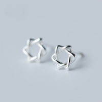 wholesale S925 Sterling Silver Unisex Minimalist Hexagram Earrings Star Ear Accessories Gift E0473-s925 silver pair - small 6MM 925 silver