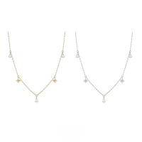 wholesale S925 sterling silver teardrop pendant necklace with octagonal star and teardrop combination, delicate and sweet ins-style chain-Gold>925 silver