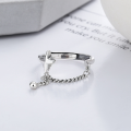 wholesale S925 Sterling Silver Korean Style English Word Chain Link Tassel Ball Pendant Trendy Open Ring-0-1