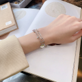 wholesale S925 Sterling Silver Trendy Double Layer Beaded Heart Bracelet Ins Korean Style Design Sense Best Friend Gift Jewelry-0-2