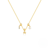 wholesale S925 Sterling Silver Charm Necklace With Removable Zircon Pendants, A Best-selling Zircon Collar Chain On Amazon-Gold#6 925 silver